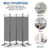 3 Panels Privacy Screen Panels Folding Room Wall Divider with Stable Foot Grey