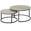 2 Pcs Stacking Coffee Table Set w/ Steel Frame Marble-Effect Top Foot Pads Home