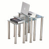 Clear Square Nest of 3 Tables Glass Nested Side End Tables Set Modern Home Decor