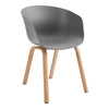 Set of 4 Plastic Dining Chairs Grey Round Accent Tub Seat Wood Effect Metal Legs