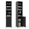 Bathroom Tall Cabinet Slim Freestanding Storage Organizer-Black