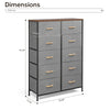 120CM Tall 10 Drawers Chest of Drawers Fabric Dresser Bedside Storage Cabinet