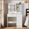 Modern Vanity Dressing Table with LED Light Mirror Storage Shelves & 4 Drawers