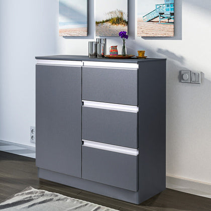 3 Drawers 1 Door Sideboard Kitchen Wood Storage Cupboard File Cutlery Cabinet UK