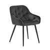 2X Grey Velvet Dining Chairs Tufted Seat Metal Leg Dining Room Kitchen Chair