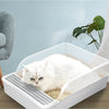 Large Semi-Open Cat Litter Box Deep Pan Anti-Splashing Cat Toilet Potty Tray