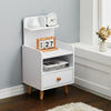 Bedside Table Cabinet Cupboard Night Stand Storage Organizer Shelving Rack White