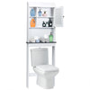 Over Toilet Cabinet Freestanding Washing Machine Rack w/Open Shelves & Door