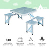 Aluminum Folding Portable Camping Picnic Table Stool Chair Set W/ Umbrella hole
