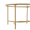 Round Tempered Glass Coffee Table Modern Living Room Sofa Center Table Metal Leg