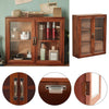Retro Wood Storage Cabinet Cupboard Desktop Standing Wall Hanging Box Clear Door