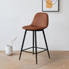 Set of 2 Brown Faux Leather Bar Stools Breakfast Stools Kitchen Chair 65 cm Seat