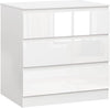 🏅White High Gloss 3 Drawer Chest of Drawers Modern Slim Bedroom Storage Cabinet