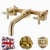 Bathroom Brass 2 Handle Wall Mounted Swivel Spout Faucet Basin Mixer Taps UK