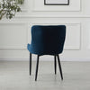 2 Pcs Blue Velvet Dining Chair Lounge Chair with Metal Black Legs