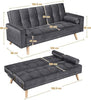 Modern Velvet Sofa Bed 3 Seater Click Clack Sofa Settee Recliner Couch Wooden