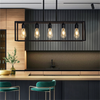 Matte Black 5-Light Chandelier Light Linear Lighting Hanging lamp Bar Restaurant