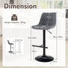 Height Adjustable Bar Stools Set of 2 w/ Fabric Backrest & Padded Seat Grey