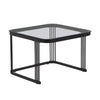 Nesting Coffee Table Side Table with Drawer High-Gloss Tabletop Square Set of 2