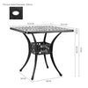 3Pcs Black Cast Aluminium Square Garden Table and Chairs Outdoor Dining Set UK