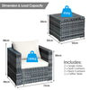 3 PCS Patio Wicker Bistro Set Outdoor Rattan Sofa Set Conversation Furniture