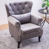 Upholstered Velvet Armchair Chesterfield Wing Back Fireside Tufted Fabric Chair