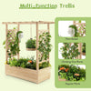 Indoor Outdoor Wood Planter with Arch Trellis & Hanging Roof-Natural