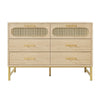 Chests of Drawers Rattan Sideboard Storage Cabinet with 6 Drawers, Oak