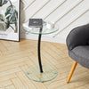 Sofa Side Table With Tempered Glass Top Living Room Furniture Coffee Tea Tables