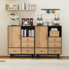 Kitchen Buffet Sideboard Mid Century Storage Cabinet with 4 Drawers Black