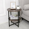 Small 2 Tier Round Bedside Table Sofa End Table Coffee Table with Shelf Bedroom