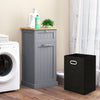 Laundry Cabinet with Basket Freestanding Tilt Out Laundry Hamper W/Drawer-Grey