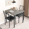 3-Piece Dining Table Set Metal Frame Square Kitchen Table with 2 Chairs