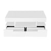 Coffee Table with Storage Drawers & LED Strips White Tea Table for Living Room