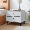 LED Bedside Cabinet Table Side Table Display Drawers Shelf Storage Glass Top