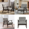 Accent Armchair Wooden Armest Frame Single Padded Sofa Chair Leisure Guest Seat
