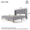 Upholstered Bed 4ft6 Double Bed frame with Wood Slats & Winged Headboard, Grey