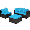 4 PCS Rattan Patio Conversation Set Outdoor Furniture Sofa Set w/ Coffee Table