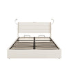 Ottoman Storage Bed Frame 5ft King Size Bed with Headboard Linen Fabric Beige