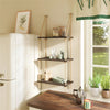 3 Tier Rope Hanging Floating Shelves Wood Wall Swing Shelf Home Storage