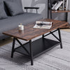 Rectangle Wooden Metal Frame Coffee Table with Storage Shelf Sofa Tea End Tables