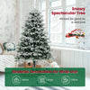 COSTWAY 6 FT Pre-lit Artificial Christmas Tree Snow-flocked Xmas Tree