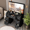 Crystal handle Dressing Table with 7Drawers Makeup Desk Vanity Table LED Mirrow