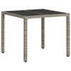 Poly Rattan Garden Table 90x90x75 with Tempered Glass - Grey, H6C5