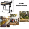 Charcoal Grill Offset Smoker with Cove,Barrel Charcoal Grill with Side Table