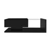 LED Wooden Glass Coffee Table with Drawer Storage for Living Room, Black