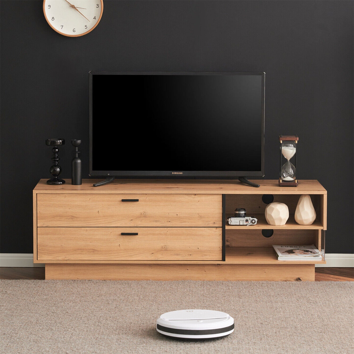 TV Stand Cabinet Entertainment Center Modern TV Unit with Drawer Storage Oak