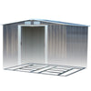 10 x 8ft Dark Grey Apex Roof Garden Shed Galvanized Steel Outdoor w/ Foundation