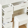 Vanity Makeup Table Set with 10LED Lights Mirror 7 Drawers Dressing Desk & Stool