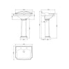 Traditional 590mm Wash Basin & Full Pedestal 2 Tap Holes Bathroom Sink Ceramic